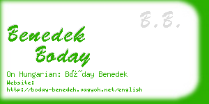 benedek boday business card